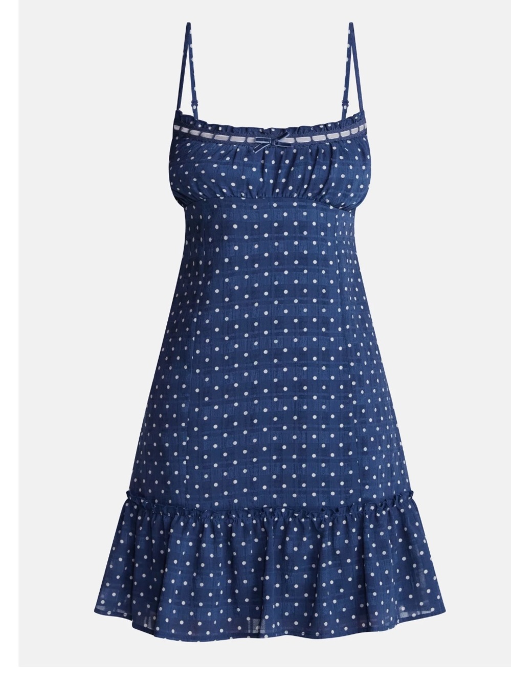 Drop ruffles cadet Blue Polka Dot Spaghetti Strap Dress XXL